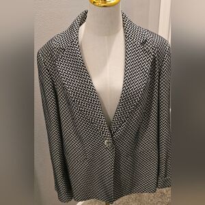Jones New York Navy and White Zigzag Blazer